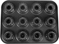 Pansmith Mini Fluted Tube Cake Pan, Non-Stick 2.8 Inch Cake Baking Pan, Heavy Gauge Carbon Steel (12-Cavity)