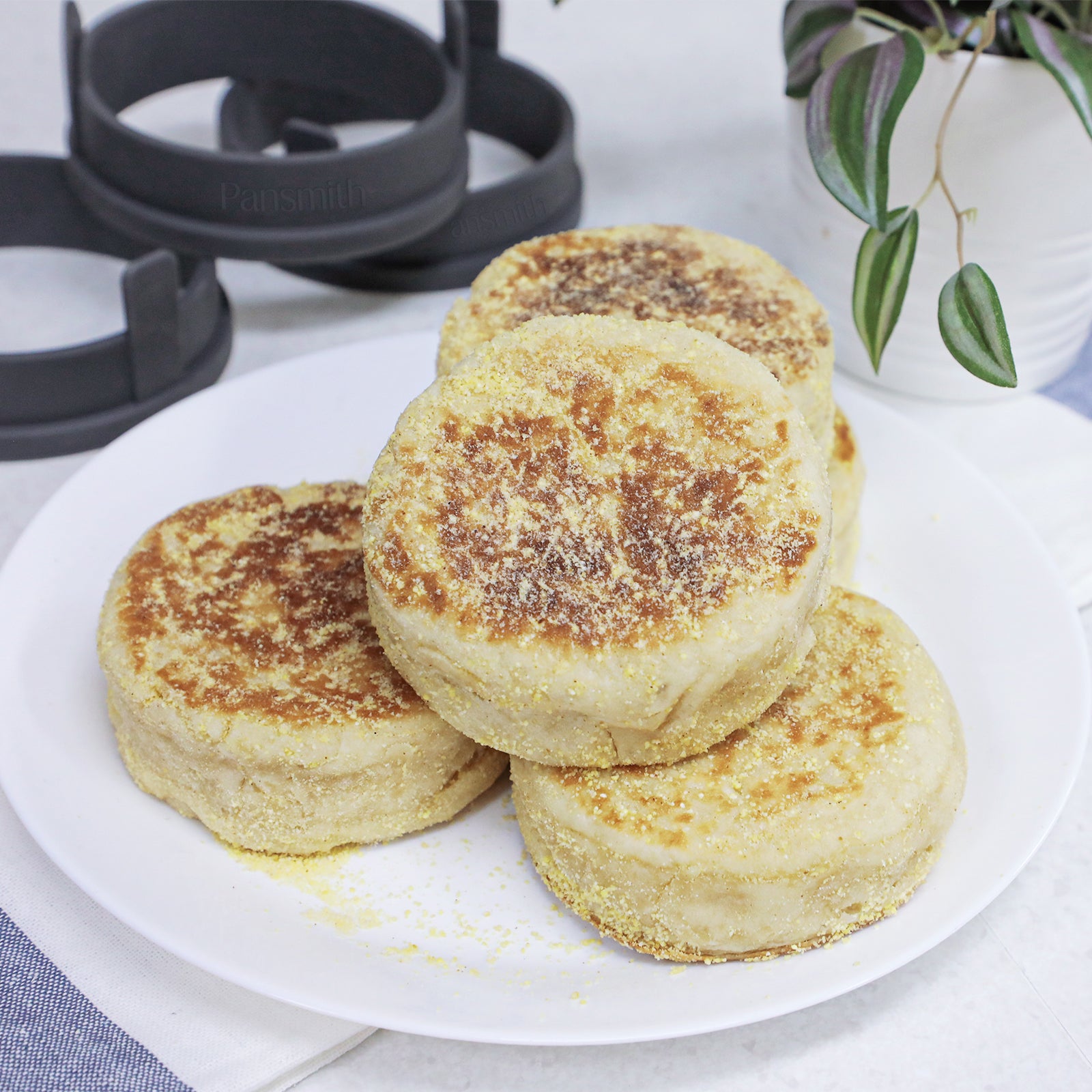 Pansmith Inner 4 inch Silicone English Muffin Rings, Nonstick Cookie Rings Crumpet Ring, BPA-Free, Set of 4