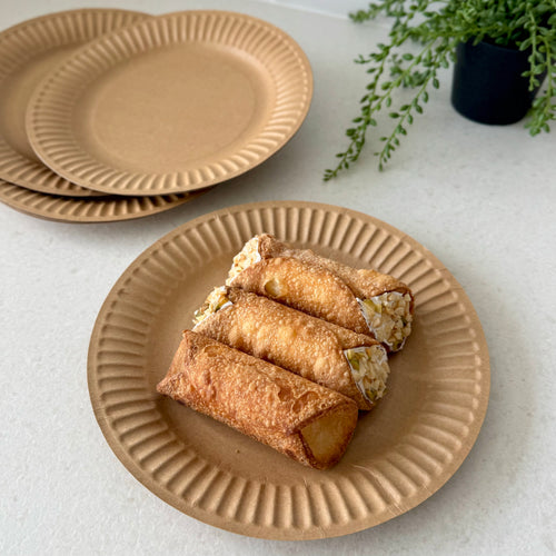 Pansmith Convenient Disposable Brown Kraft Paper Plates - Unbleached and Uncoated 9-inch - 30 Count