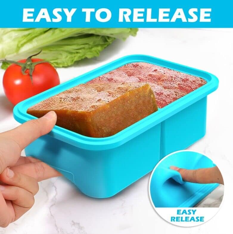 Pansmith Silicone Freezer Container with Lid, Food Storage Container, 2 Cup Tray for Soup Sauce Meal Prep, BPA Free - Blue