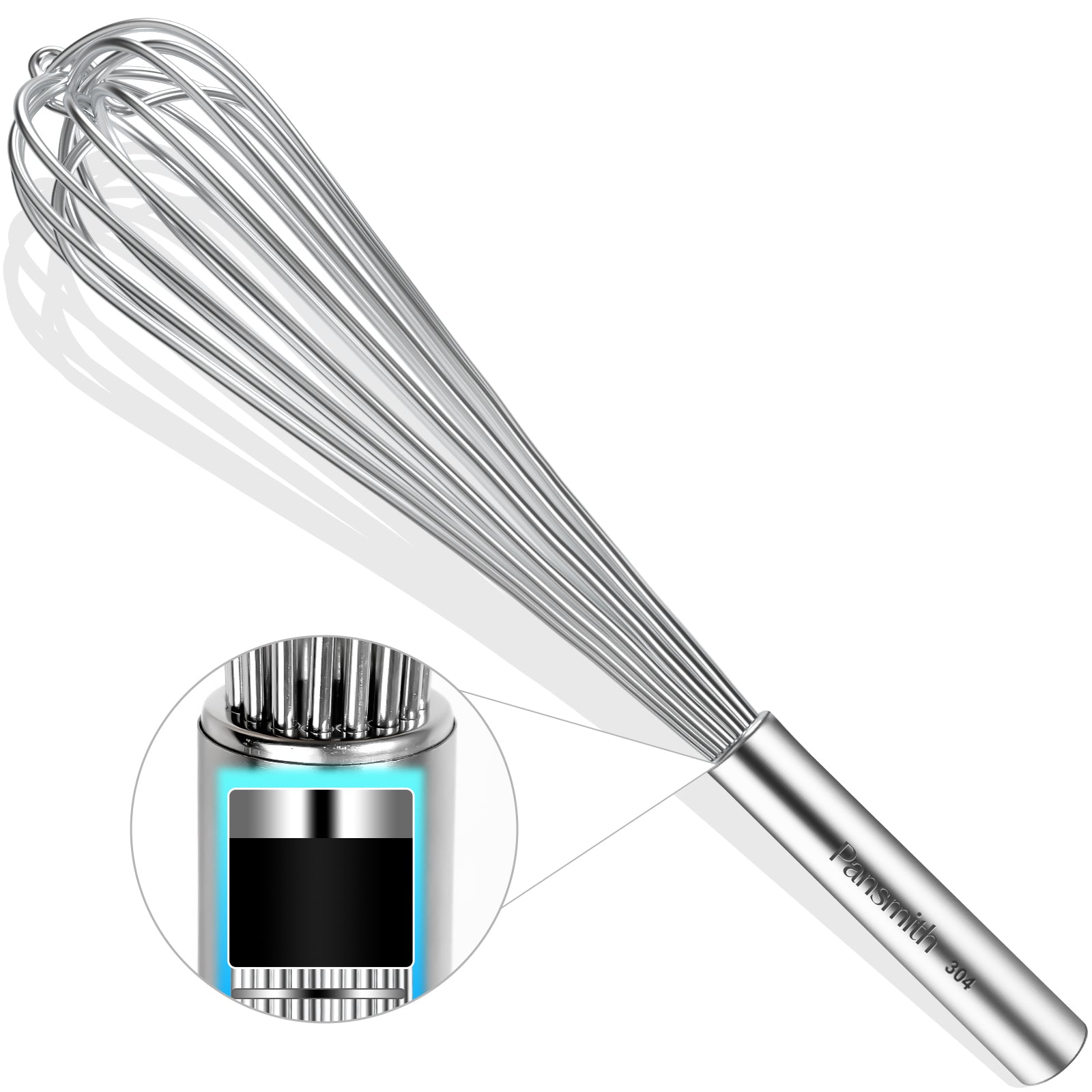 Pansmith Commercial Whisk Heavy Duty 17in Large Whisk, 304 Stainless Steel Whisks for Mixing, Beating, Blending, Professional Kitchen Tools