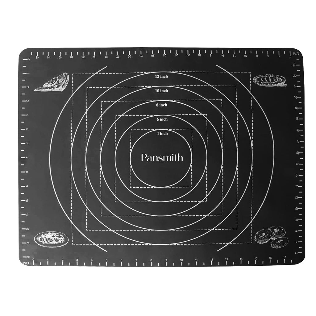 Pansmith 19.6 X 15.7 Inch Silicone Pastry Mat Baking Mat Rolling Dough with Measurements - Black