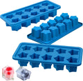 Pansmith Silicone Ice Cube Trays Star Shaped Ice Cube Molds for Whiskey and Cocktails, Easy Release Jelly Crayon Mold Pack of 3 Blue