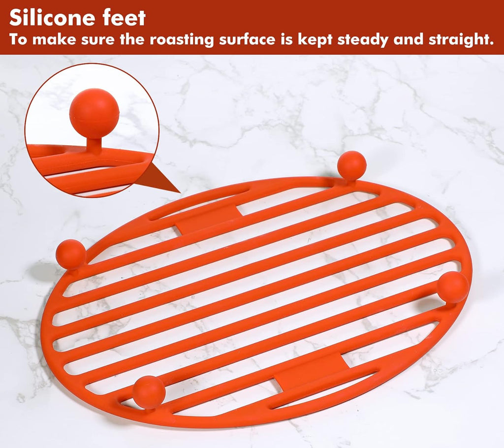 Pansmith Roasting Rack Oval Silicone 11x8 Inches Cooling Drying Rack Kitchen Cooking Rack for Baking Roasting Pan, Heat-Resistant Silicone Trivet