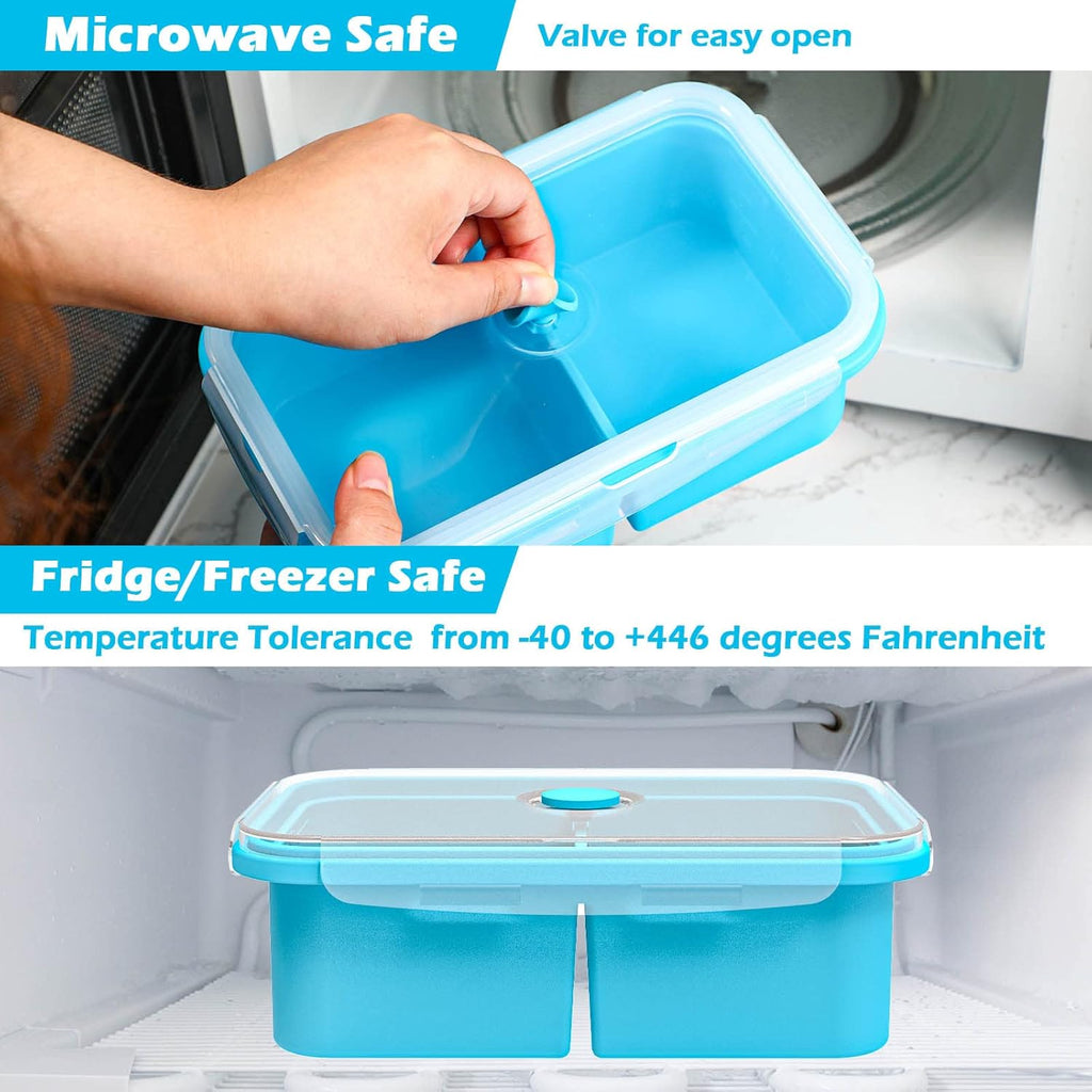 Pansmith Silicone Freezer Container with Lid, Food Storage Container, 2 Cup Tray for Soup Sauce Meal Prep, BPA Free - Blue