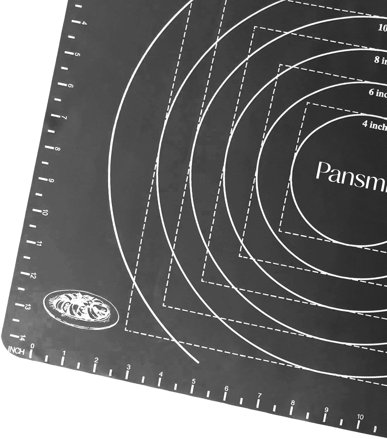 Pansmith 19.6 X 15.7 Inch Silicone Pastry Mat Baking Mat Rolling Dough with Measurements - Black