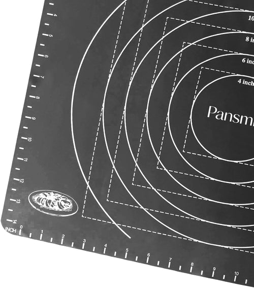 Pansmith 19.6 X 15.7 Inch Silicone Pastry Mat Baking Mat Rolling Dough with Measurements - Black