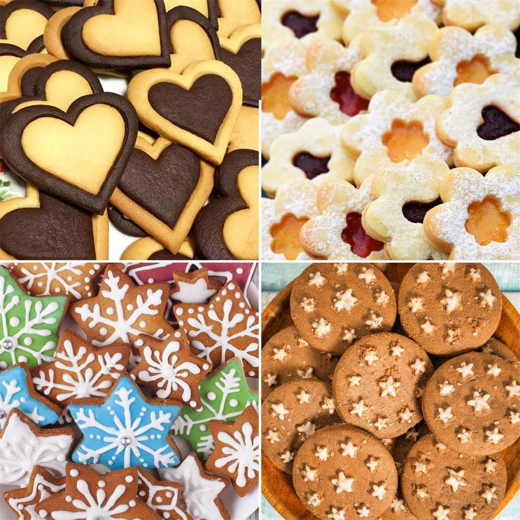 Pansmith Cookie Cutters Set 12 Pieces, Stainless Steel 3 Heart Cookie Cutters, 3 Star Cookie Cutters, 3 Flower Cookie Cutters, 3 Round Cookie Cutters for Valentine's Day Christmas Holiday