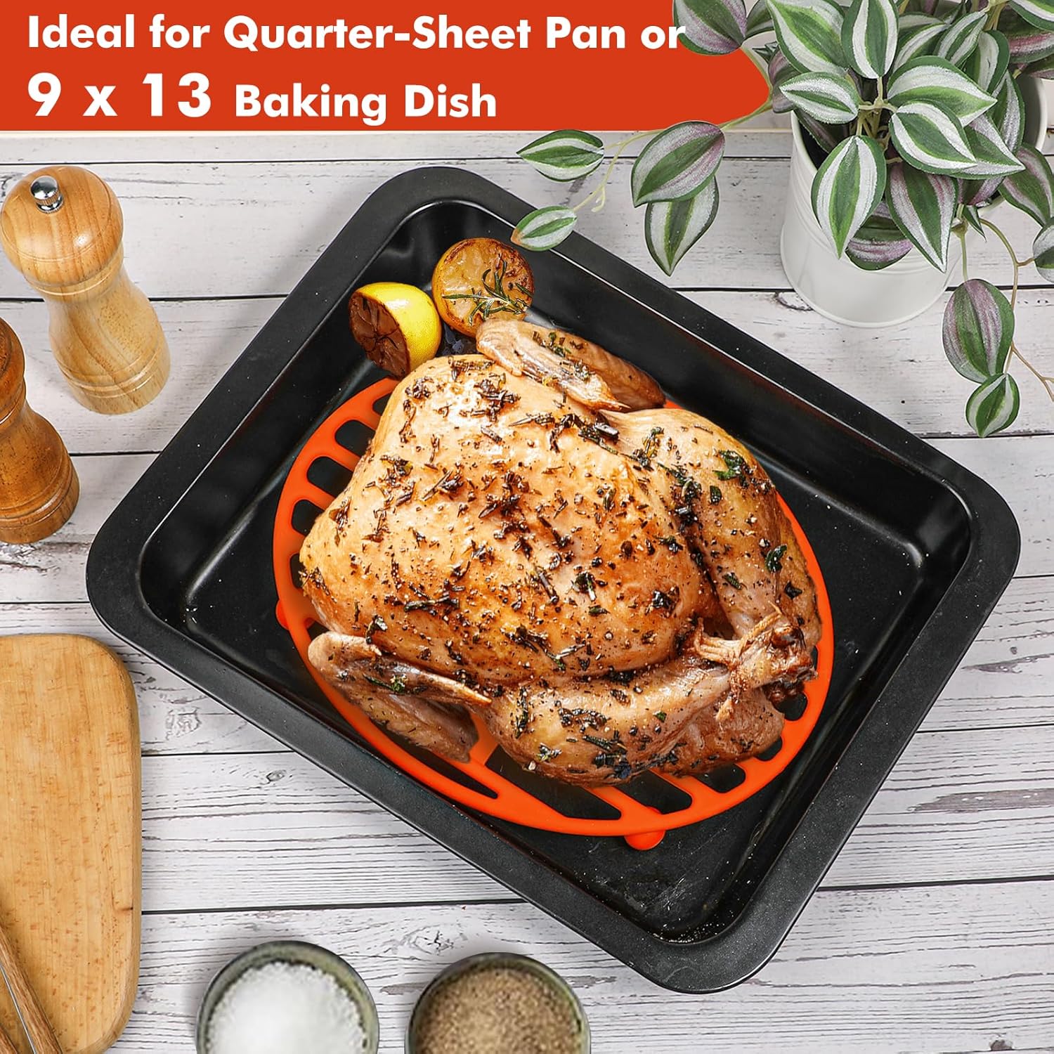 Pansmith Roasting Rack Oval Silicone 11x8 Inches Cooling Drying Rack Kitchen Cooking Rack for Baking Roasting Pan, Heat-Resistant Silicone Trivet