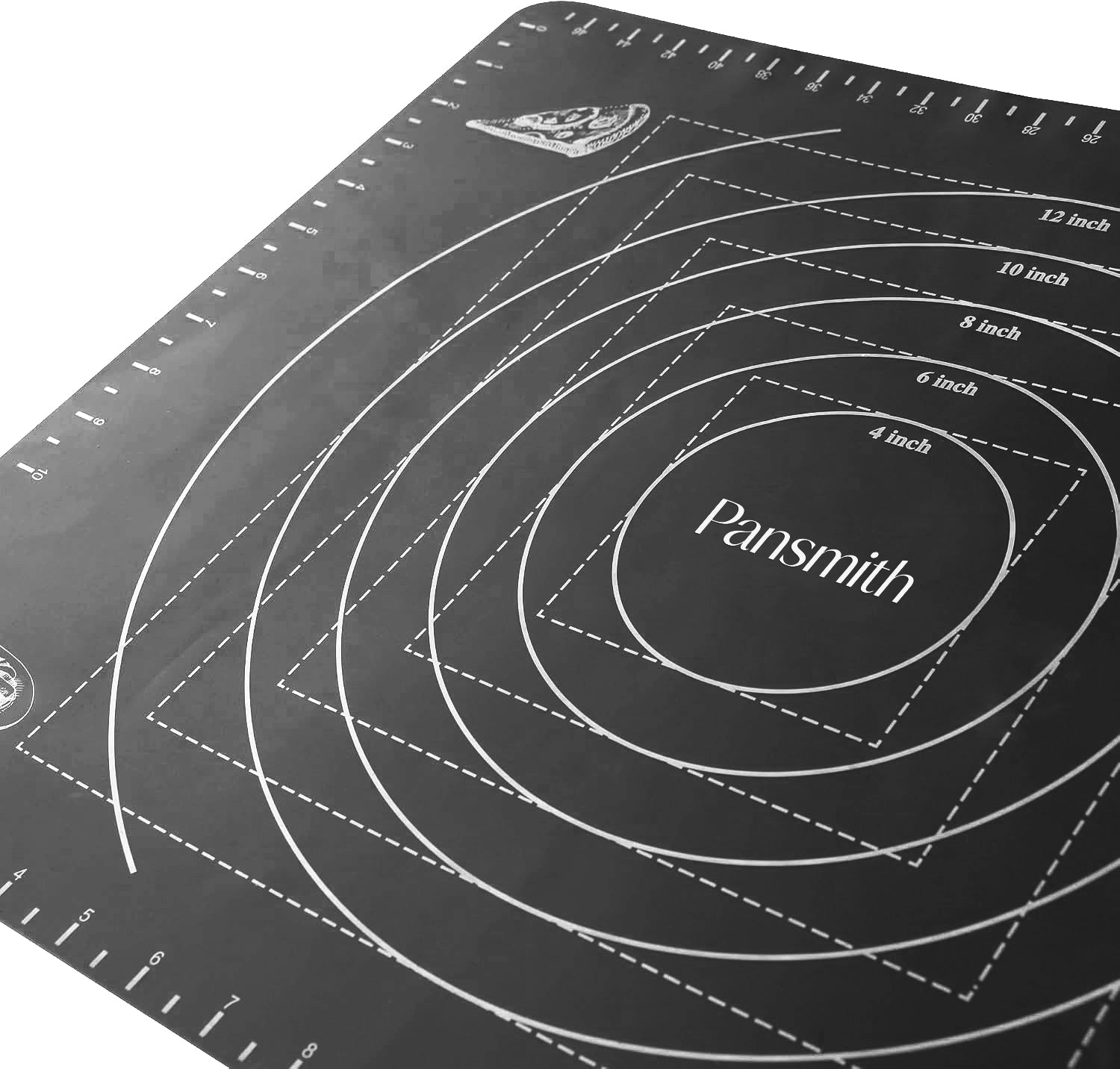 Pansmith 19.6 X 15.7 Inch Silicone Pastry Mat Baking Mat Rolling Dough with Measurements - Black