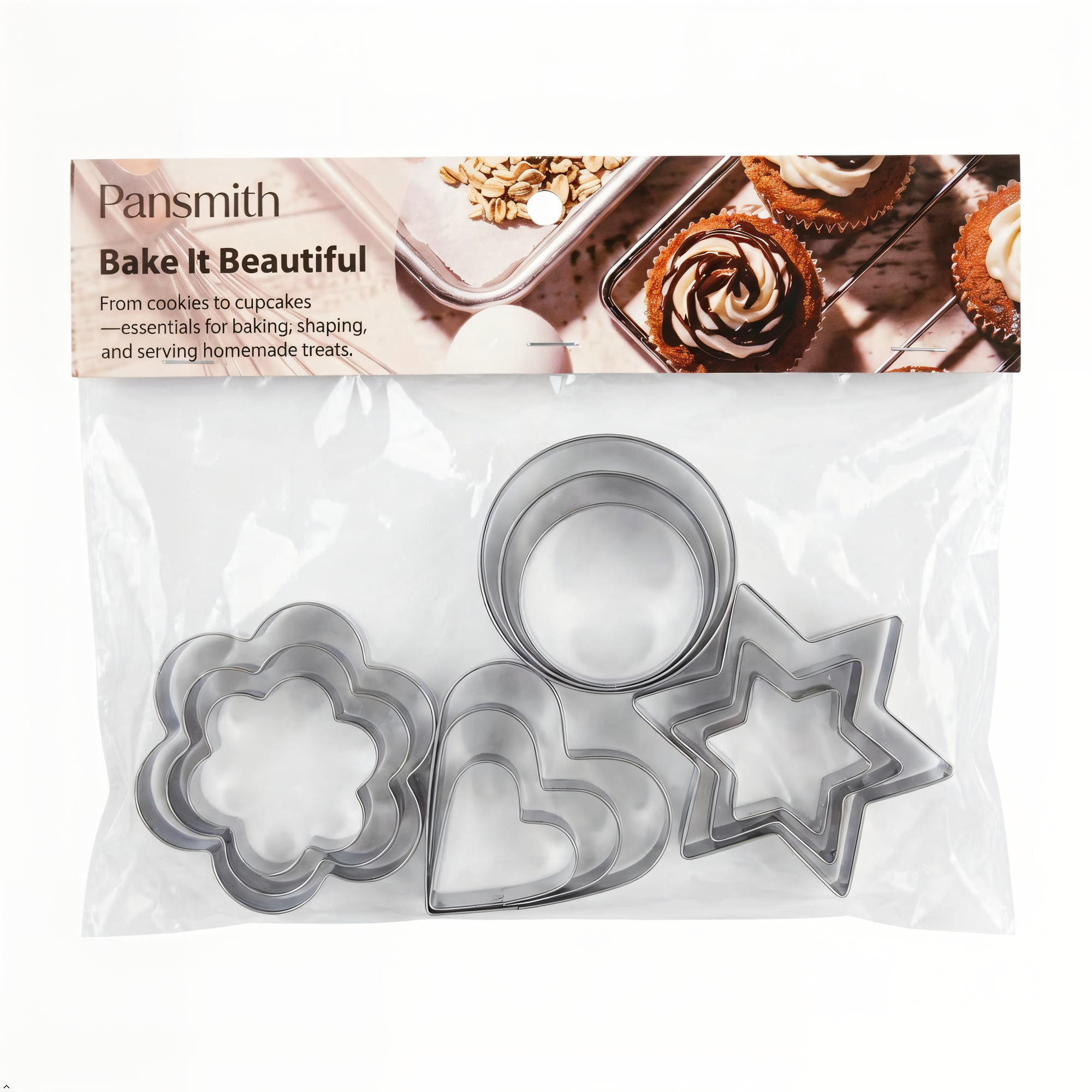 Pansmith Cookie Cutters Set 12 Pieces, Stainless Steel 3 Heart Cookie Cutters, 3 Star Cookie Cutters, 3 Flower Cookie Cutters, 3 Round Cookie Cutters for Valentine's Day Christmas Holiday